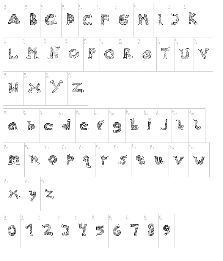 Skinny Jeans Doodles font map